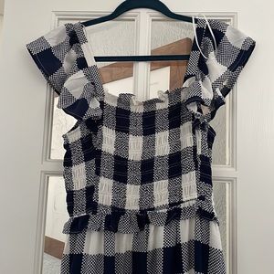 NWT Moon River maxi dress, size small, blue and white gingham pattern